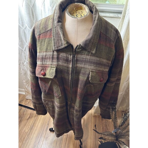 VTG Rugged Outfitters Country Mens XL Plaid Chore Jacket 100% Cotton Zip Rustic - Picture 7 of 16